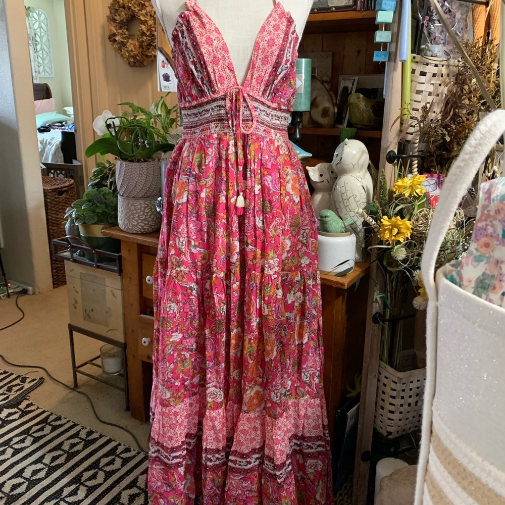 Free People Real Love Maxi Dress Pink Size Large Halter Maxi